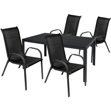 Gartengarnitur 5-teilig 150x80cm Anthrazit/schwarz/Anthrazit Non-Wood-MMC372231+4xMMC330880