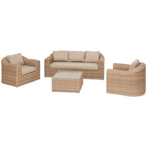 HESPERIDE Gartenmöbel mooréa savana 5-sitzer aus epoxybehandeltem aluminium in geflochtenem harz - Hespéride