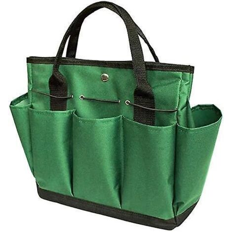 Gartengeräte-Aufbewahrungstasche (Grün), mit Fächern, Werkzeug nicht enthalten, strapazierfähige Handtasche aus Oxford-Gewebe, Gartengeräte-Set