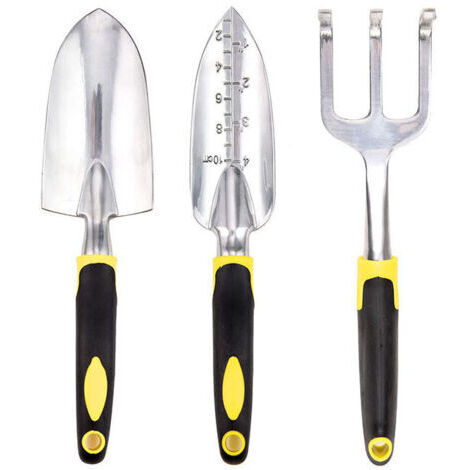 Gartengeräte, Gartenschaufel, Gartenschere, tragbares Multifunktions-Gartengerät, 3-teiliges Set, gelb
