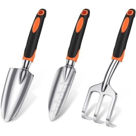 Gartengeräte-Set, 3-teilig, robuste und leichte Werkzeuge aus Aluminiumlegierung mit rutschfestem, ergonomischem Griff