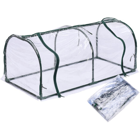 [Gartengewächshaus] Gewächshauskasten mit transparenter PVC-Folie, Abmessungen 120x60x48cm mit 2 Verschlüssen zum Schutz vor Regen und Wintertemperaturen