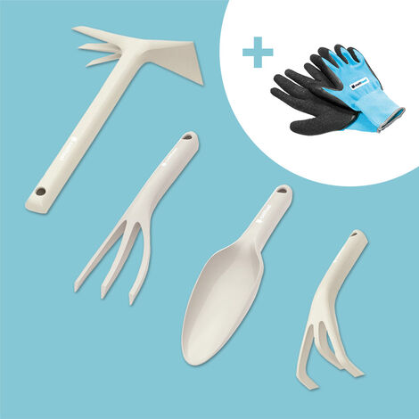 Gartenhandgeräte Satz PASTEL (beige) Pflanzkelle, Pflanzgabel, Grubber