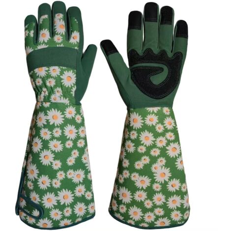 Gartenhandschuhe zum Rosenschneiden mit langen Ärmeln, Herren und Damen, Leder, Arbeitshandschuhe für den Garten, rutschfest, für den Hof, atmungsaktiv, bequem, für den Außenbereich (lange Handschuhe,
