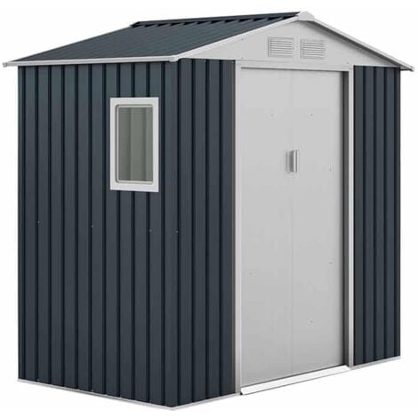 Gartenhaus aus Metall Gardiun Darwen 2,71 m² Außenfläche 127x213x205 cm Verzinkter Stahl Grau Anthrazit