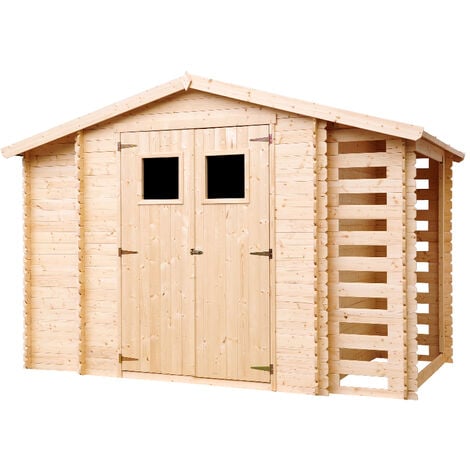 Holz Gartenhaus, aus Theke, Verkaufshütte multifunktionale mit M150B cm/6 große Holz Verkaufsstand m2, FÜNF Marktbude - Holzhaus H232x336x263 Garten-Bar, Holz, FENSTER, TIMBELA