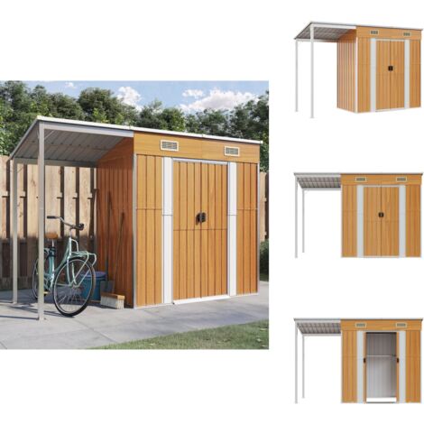 Gartenhaus mit Schleppdach Hellbraun 277x110,5x181 cm Stahl - Gartensaison - Gartenhaus - Holzhäuser - Werkzeuglager - Outdooraufbewahrung