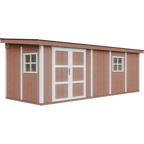 Gartenhaus Premium Qualität 14,30 m² - H231x248x648 cm – Timbela M941-REDWOOD RED