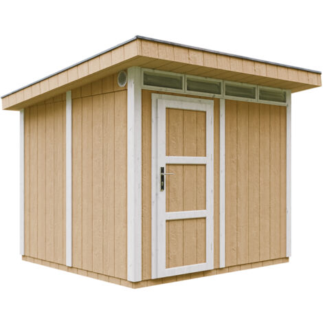 Gartenhaus Premium Qualität 5,9m² - L279xW293cm- All-Inclusive-Set mit Boden, Bitumen-Dachziegeln, Farbset-  LP Smartside - Timbela M903 HARVEST HONEY