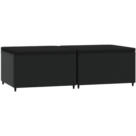 Gartenhocker mit Kissen 2 Stk. Schwarz Poly Rattan vidaXL