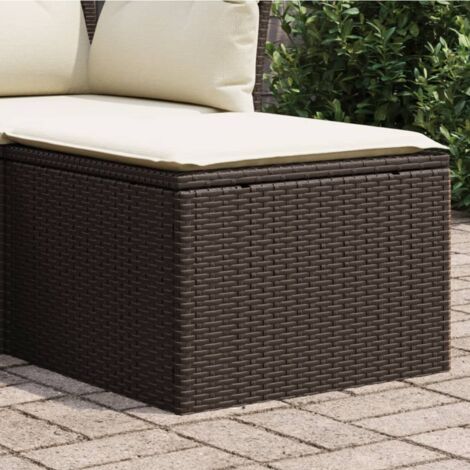 Gartenhocker mit Kissen Braun 55x55x37 cm Poly Rattan vidaXL