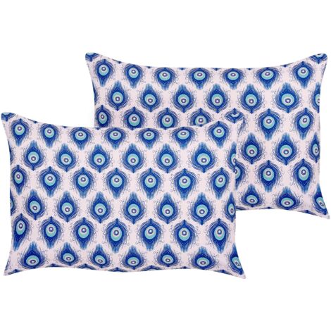 Gartenkissen 2er Set CERIANA Tiermuster 40 x 60 cm Blau
