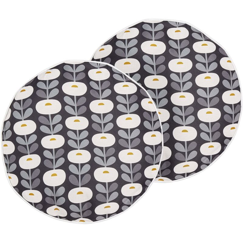 Beliani Gartenkissen 2er Set Valsorda Geometrisches Muster 40 X 40 Cm Grau
