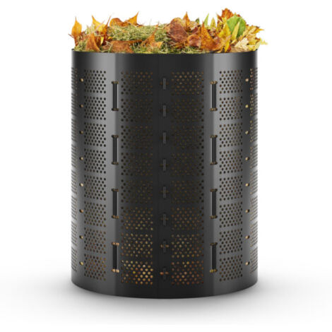 Gartenkomposter 400l Schwarz für Gartenabfälle mit Belüftungssystem