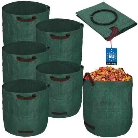 Gartenkorb für Laub und Gras, rund, faltbar, 270 l, 5er-Set