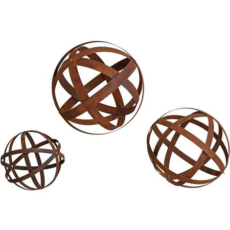 Gartenkugel Edelrost 3er Set Dekokugel Kugel Gartendeko Rost 30 - 50 cm Eisen