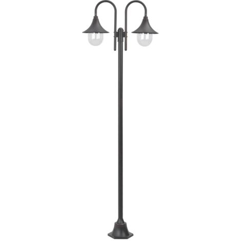 Gartenlampe E27 220 cm Aluminium 2 Laternen Bronze