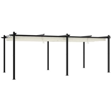 Gartenlaube mit einziehbarem Dach Creme 3x6 m Aluminium