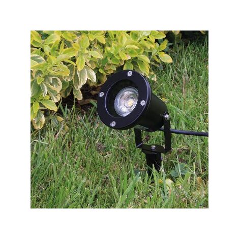 Gartenleuchte, schwarz 230V, 1,5m Kabel+Erdspieß, GU10 Fassung