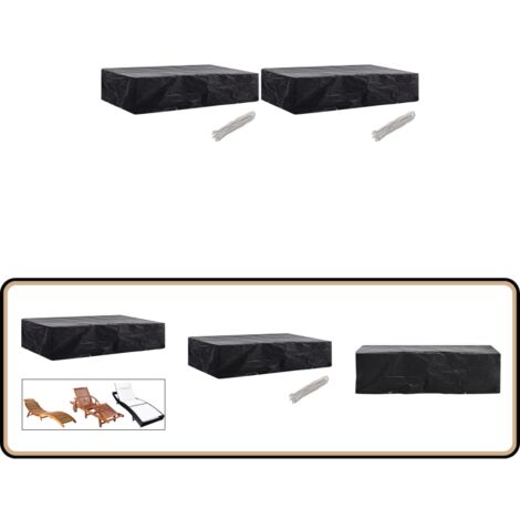 Gartenliege-Abdeckungen 2 Stk. 8 Ösen 218x77x55 cm - Gartenmöbelschutzhülle - Gartenabdeckung - Sonnenliegenabdeckung - Gartentisch Abdecken - Gartenbank Abdecken