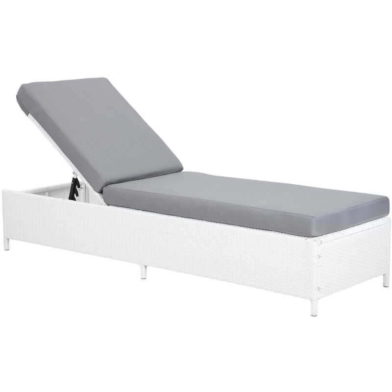 Beliani - Gartenliege Weiß Polyrattan Inkl. Auflage Elegant Terrasse