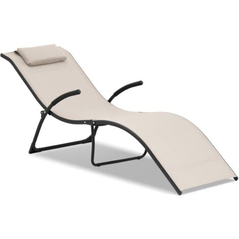 Gartenliege Sonnenliege Liegestuhl Relaxliege Klappbar beige Stahlrahmen 160 kg - Beige