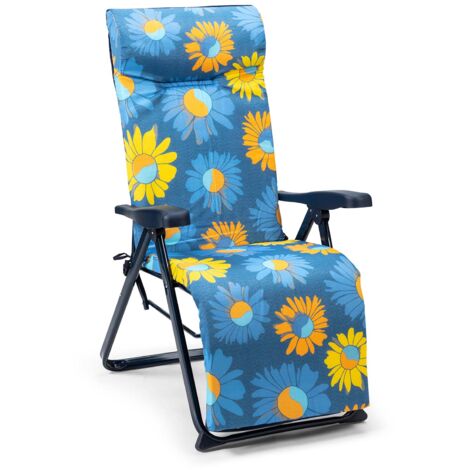 Gartenliegestuhl Verstellbar Gepolstert 86x62x114 cm 6 Positionen mit Anatomischer Kopfstütze