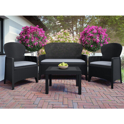 Gartenlounge Jungle, Anthrazit / Anthrazit + Grau