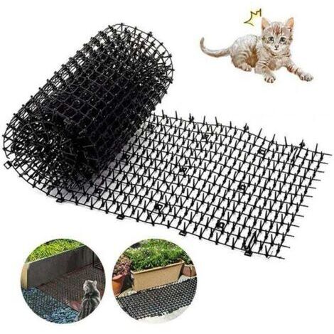 Gartenmatte gegen Katzenkot, Katzenabwehrmatte mit Spikes und Gurten, um Katzen und Hunde vom Graben fernzuhalten, 400 x 28 cm