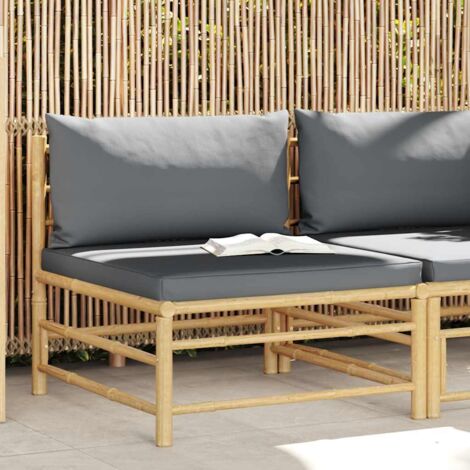 Gartenmitte-Sofa mit dunkelgrauen Kissen Bambou