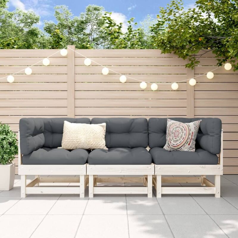 3-tlg. Garten-lounge-set Weiß Massivholz Kiefer - Vidaxl