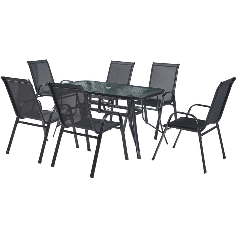 Casa.pro - Gartenmöbelset Aradeo 7-tlg. Schwarz [ ]
