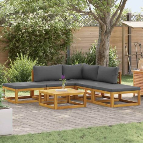 Gartenmöbel 6-teilig mit Kissen aus massivem Akazienholz