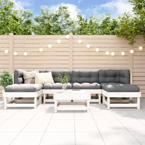Gartenmöbel 7-teilig Weiß Massivholz Kiefer