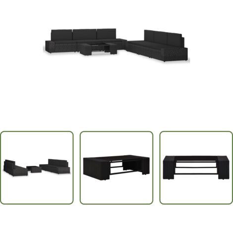 Gartenmöbel -  7-tlg. Garten-Lounge-Set Poly Rattan Schwarz