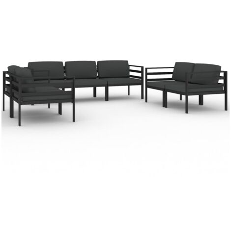 Gartenmöbel 7-tlg. mit Kissen Aluminium Anthrazit