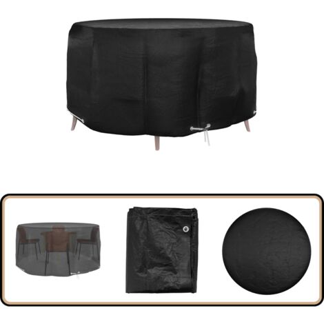 Gartenmöbel-Abdeckung 10 Ösen Ø230x90 cm Rund - Gartenmöbelschutzhülle - Rattanmöbel Abdecken - Wetterfest - UV-beständig - Gartenmöbelüberdachung