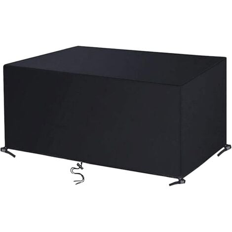 L&H-CFCAHL Gartenmöbel-Abdeckung, 120 x 120 x 74 cm, Schwarz, 420D Oxford, rechteckig, Gartentisch-Abdeckung, Schutzplane, Gartentisch, Outdoor-Möbel, wasserdicht, winddicht, UV-beständig, kältebeständig