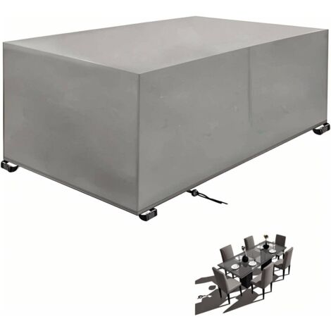 Gartenmöbel-Abdeckung, 200 x 165 x 80 cm, Silber, 420D Oxford, rechteckig, für Gartentisch, Schutzplane, Gartentisch, Outdoor-Möbel, wasserdicht, winddicht, UV-beständig, kältebeständig