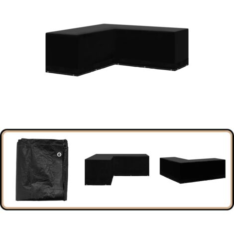 Gartenmöbel-Abdeckung L-Form 12 Ösen 250x250x90 cm - Gartenmöbelschutzhülle - Rattan Möbel Abdecken - Gartenbank Abdeckung - Gartentisch Abdeckung - Wetterfest