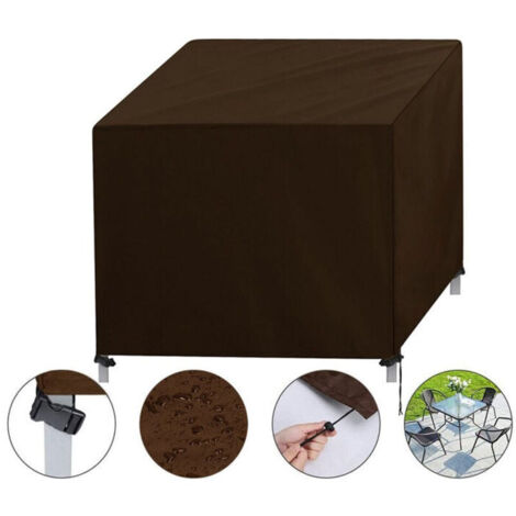 Gartenmöbel-Abdeckung mit Belüftungsöffnungen, wasserdicht, winddicht, UV-beständig, strapazierfähiges 420D-Oxford-Gewebe, Schutzhülle für Tisch- und Stuhlmöbel, quadratisch (90 x 90 x 90 cm) – Curry