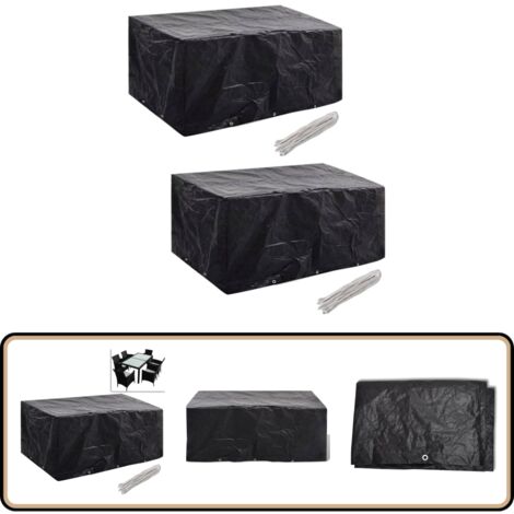 Gartenmöbel-Abdeckungen 2 Stk. 10 Ösen 240x140 cm - Gartenmöbelschutzhülle - Rattan Möbel Abdecken - Gartenmöbel Abzudecken - Wetterfeste Gartenmöbelabdeckung - UV-Schutz Gartenmöbel