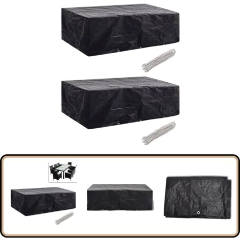 Gartenmöbel-Abdeckungen 2 Stk. 10 Ösen 300x140 cm - Gartenmöbelschutzhülle - Rattan Möbel Abdecken - Gartenmöbel Abzudecken - Wetterfeste Gartenmöbelabdeckung - UV-Schutz Gartenmöbel