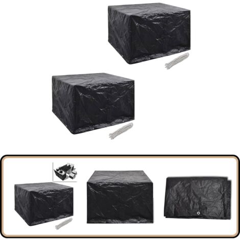 Gartenmöbel-Abdeckungen 2 Stk. 4 Personen Poly Rattan 8 Ösen - Gartenmöbel Abdeckung - Outdoor Überdachung - Rattan Möbelschutz - Wetterfest - Wasserdicht