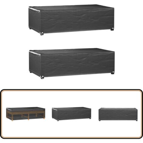 Gartenmöbel-Abdeckungen 2 Stk. 8 Ösen 125x70x35 cm Rechteckig - Gartenmöbelschutzhülle - Rattanmöbel Abdecken - Wetterfeste Gartenabdeckung - Gartenmöbelüberdachung - UV-Schutz