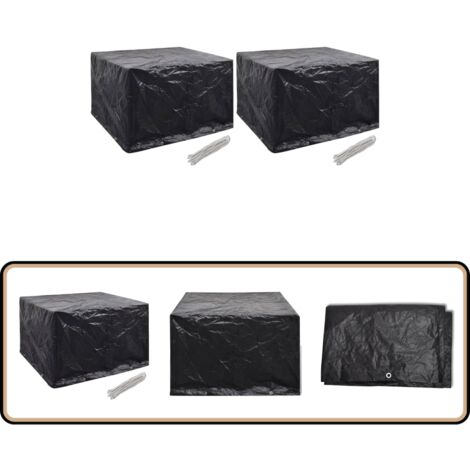 Gartenmöbel-Abdeckungen 2 Stk. 8 Ösen 135x135x90 cm - Gartenmöbel Abdeckung - Gartenmöbel Schutzhülle - Rattan Möbelschutz - Wetterfeste Abdeckung - Gartenmöbel Deckung