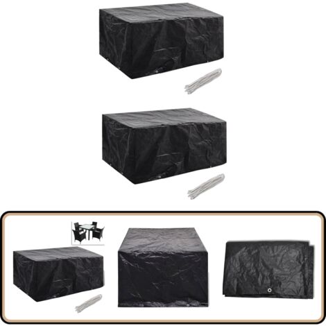 Gartenmöbel-Abdeckungen 2 Stk. 8 Ösen 180x140 cm - Gartenmöbelschutzhülle - Gartenabdeckung - Rattan Möbel Schutz - Wetterfeste Abdeckung - UV-Schutz