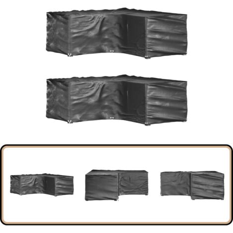 Gartenmöbel-Abdeckungen in L-Form 2 Stk. 12 Ösen 185x185x70 cm - Gartenmöbelschutzhülle - Rattanmöbel Abdecken - Gartenmöbel Abzudecken - Wetterfeste Gartenmöbelabdeckung - UV-resistente Gartenmöbelüb