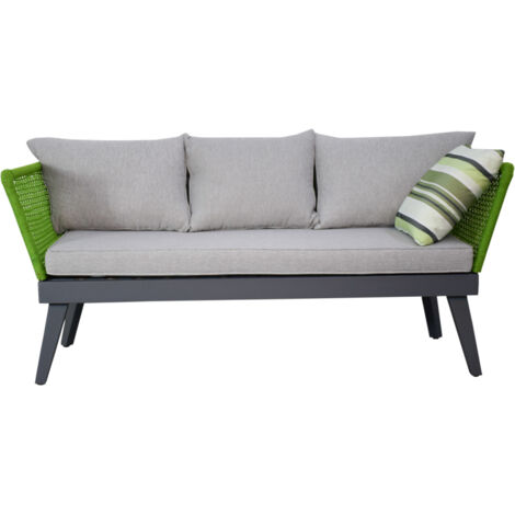 Gartenmöbel Gartensofa Outdoor Sofa Cuba 178 x 73 x 73 cm grün mit Kissen Garten Terrasse Balkon