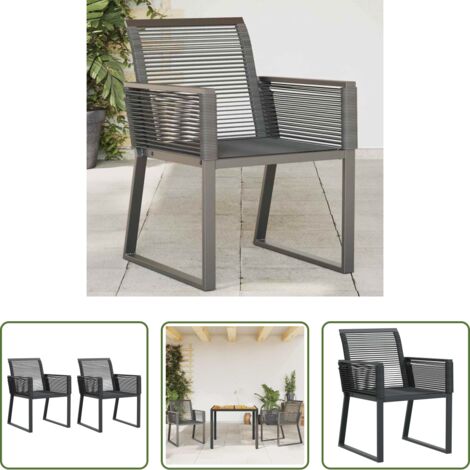 Gartenmöbel -  Gartenstühle 2 Stk. Schwarz Poly Rattan